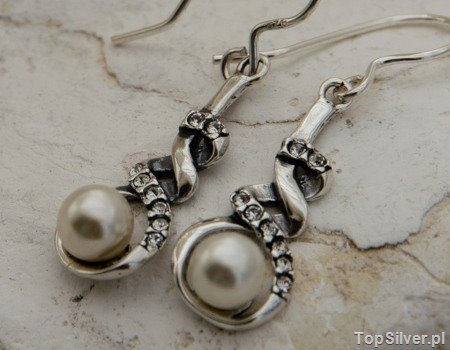 Image of ALVARO - srebrne kolczyki perła i kryształy