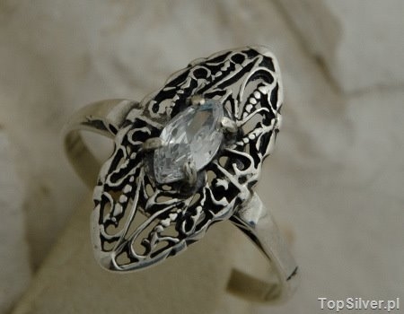Image of AVILA - srebrny pierścionek z kryształem Swarovskiego
