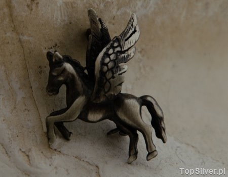Image of PEGAZ - srebrna broszka latającego konia