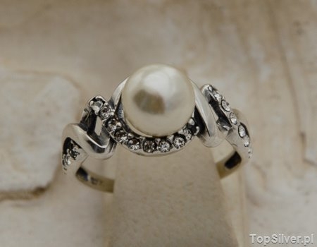 Image of ALVARO - srebrny pierścionek perła i krsyztały