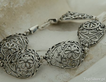 Image of NATASHA - srebrna ażurowa bransoleta