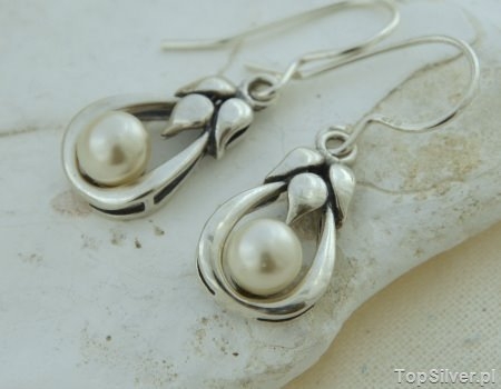 Image of CLARA - srebrne kolczyki z perłą
