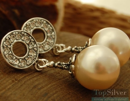 Image of VALENCIA - srebrne kolczyki perła i kryształy