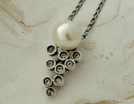 Image of CELEBRA - srebrny wisior perła i kryształy