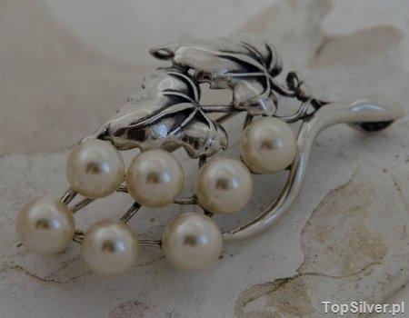 Image of PERŁOWE GRONO - srebrna broszka z perłami