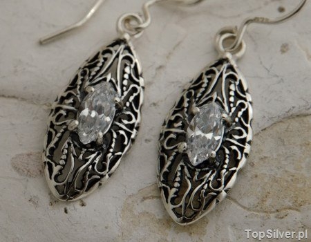 Image of AVILA - srebrne kolczyki z kryształem Swarovskiego