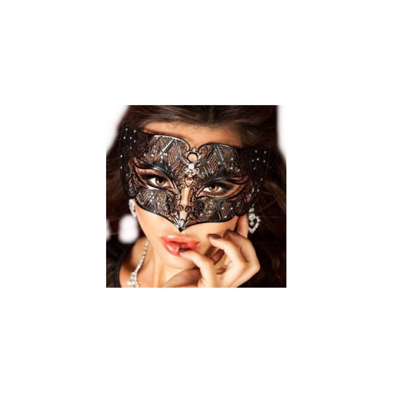 Czarna maska na oczy z cyrkoniami