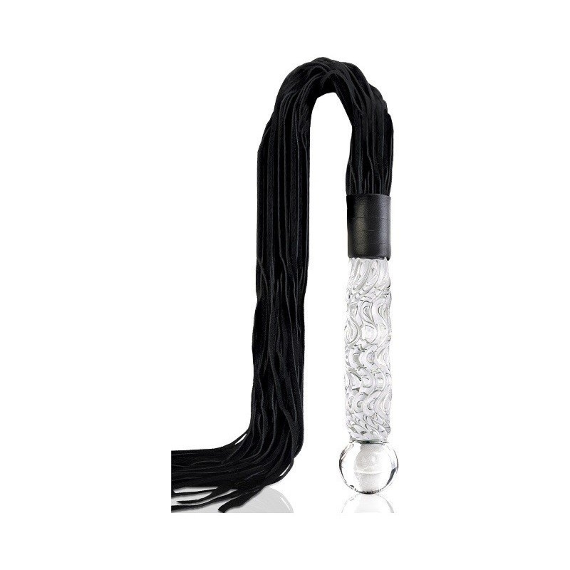 Ekskluzywny pejcz i szklane dildo