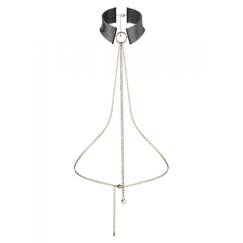 Elegancka obroża ze złotym łańcuszkiem