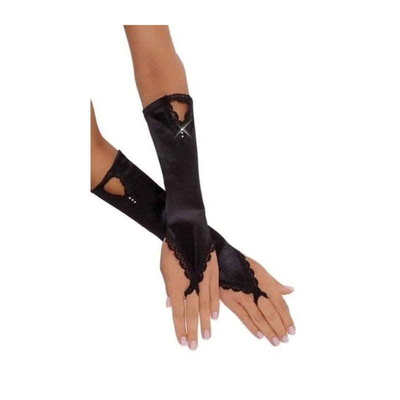 Czarne satynowe rękawiczki SLC