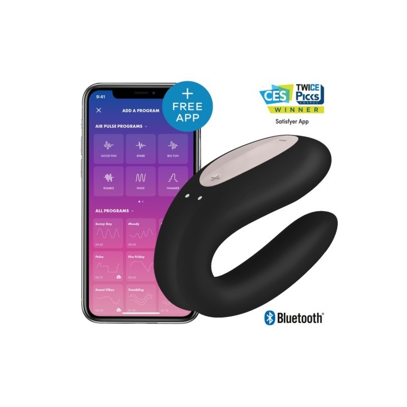Czarny wibrator dla par Satisfyer - steruj nim za pomocą aplikacji 