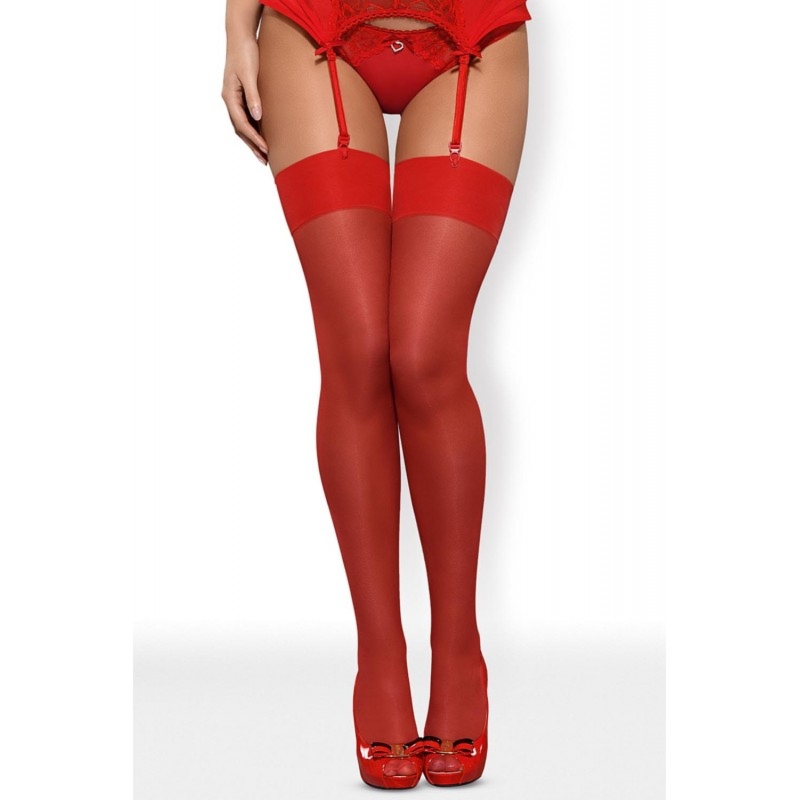 Czerwone pończochy Obsessive 