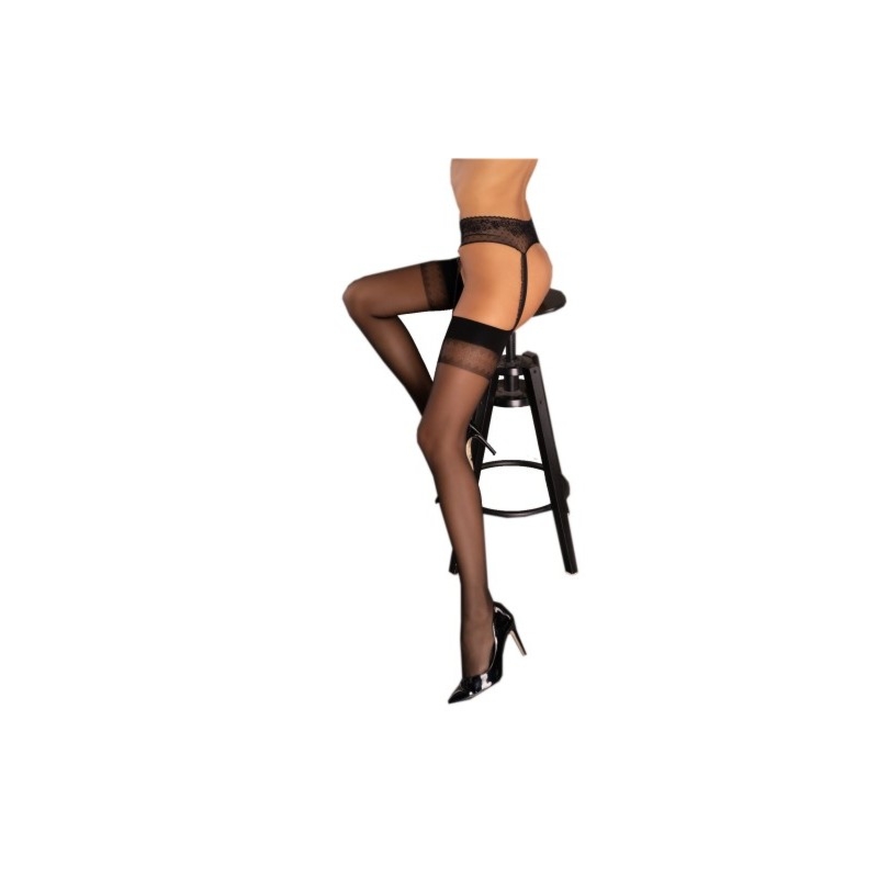 Eleganckie pończochy ze zdobionym pasem 