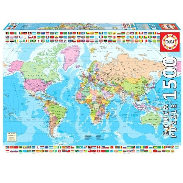 Puzzle Mapa wiata 1500