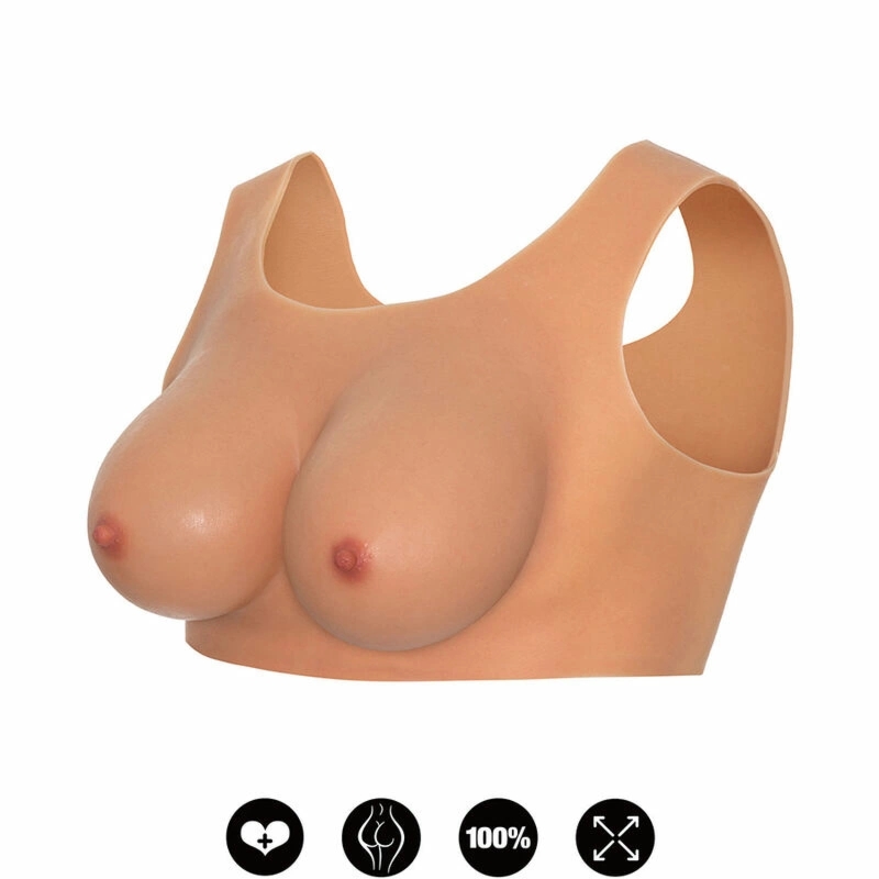 Hidden Desire Alter Ego Top silikonowy z modelowanymi piersiami E-Cup Flesh, elastyczny system