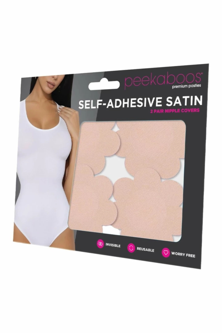 Peekaboos Satinowe samoprzylepne osłonki na biust Nude, 2 pary, satyna
