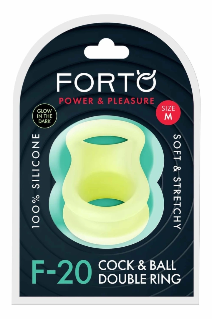 FORTO F-20 Balls Stretcher Medium Glow silikonowy pierścień anatomiczny świecący