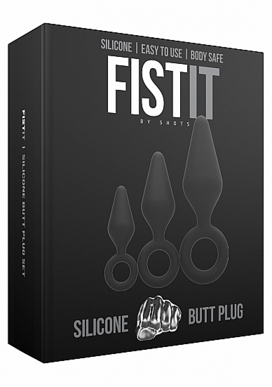 Fist-it ZESTAW KORKÓW ANALNYCH - Silicone Butt Plug Set - Black