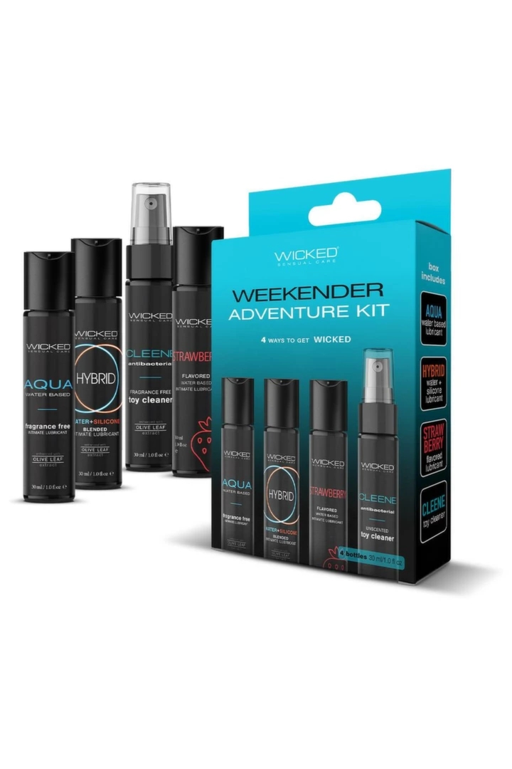 Wicked Weekender Adventure Kit zestaw podróżny 4x30ml – lubrykanty i płyn do czyszczenia