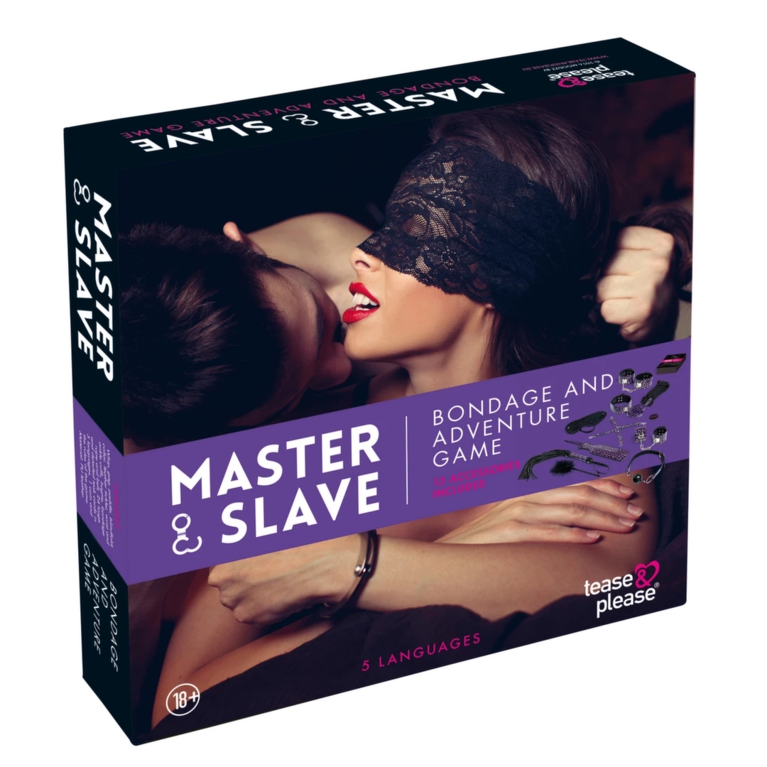 Tease & Please Master & Slave Bondage Game – gra z akcesoriami, fioletowy zestaw