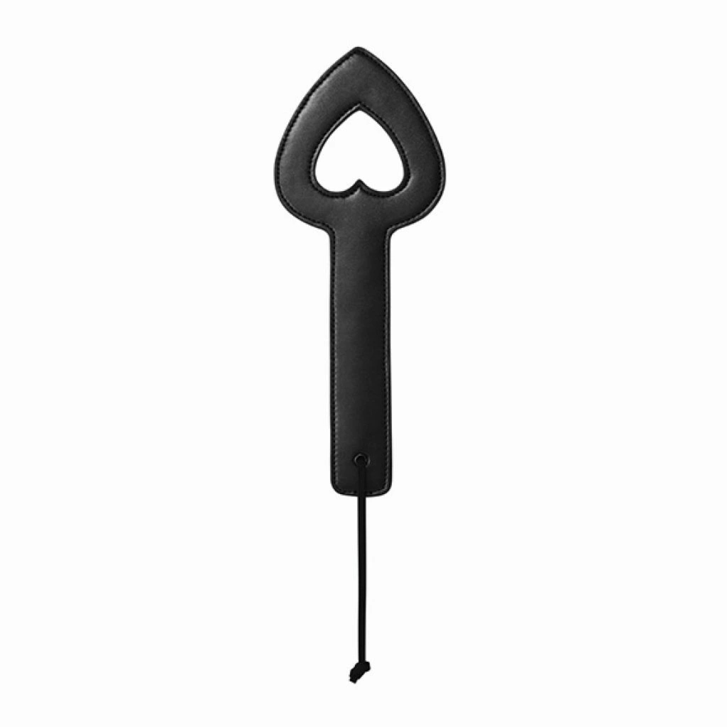 Sportsheets Shadow Heart Paddle – packa skórzana z motywem serca, czarna, 29x4 cm