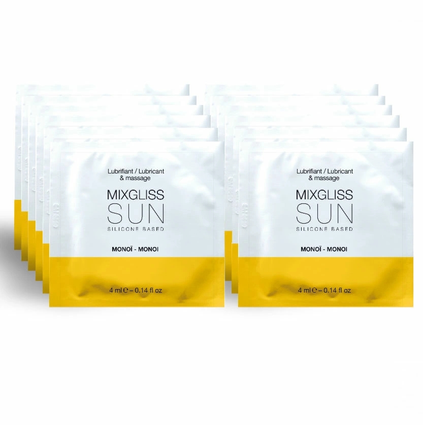 Mixgliss Monoi silikonowy żel intymny 12x4ml, saszetki zapachowe Monoi, długotrwałe nawilżenie
