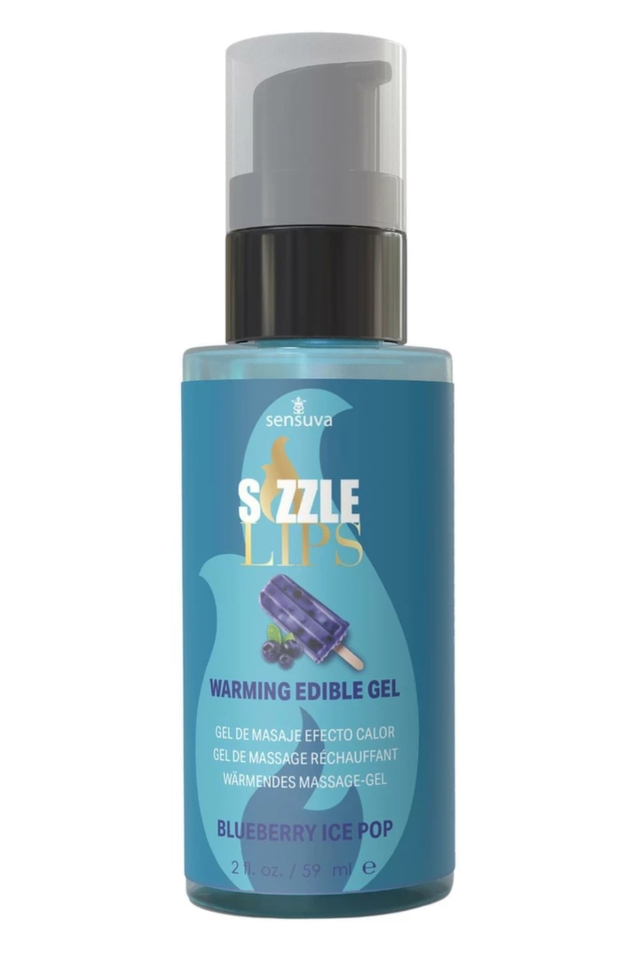 Sensuva Sizzle Lips żel rozgrzewający Blueberry Ice Pop 59ml, jadalny, masaż ciała