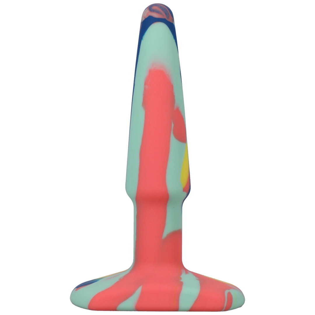 Doc Johnson A-Play Groovy silikonowy korek anatomiczny 10 cm, wielokolorowy wzór