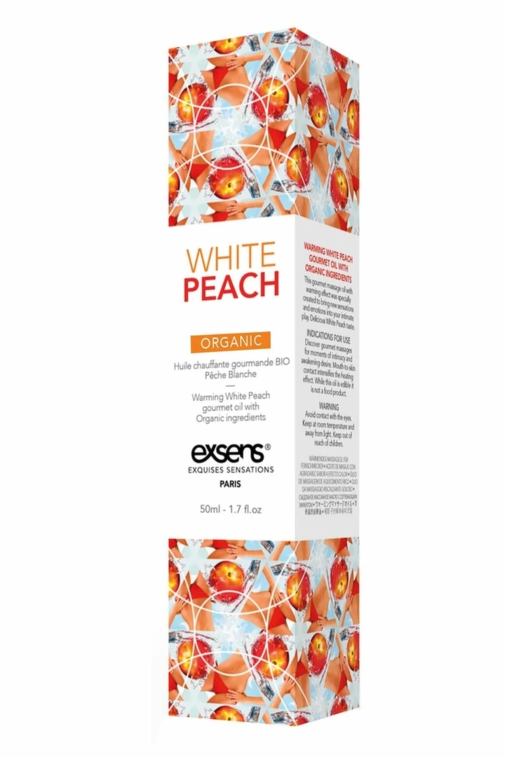EXSENS Warming Massage Oil White Peach Organic 50ml – rozgrzewający olejek brzoskwiniowy BIO