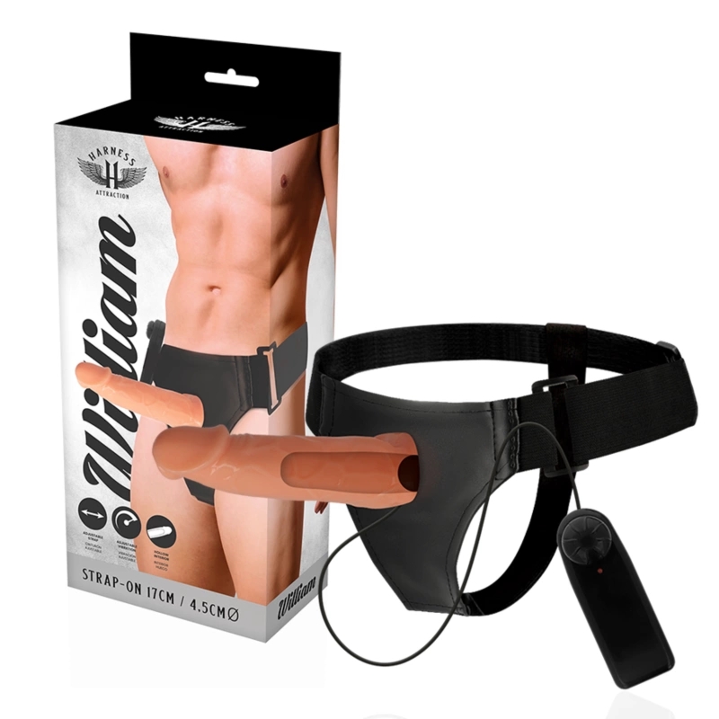 Harness Attraction Willian Hollow – Zestaw z Anatomiczną Nakładką i Wibracją 17 cm, Regulowane Szelki