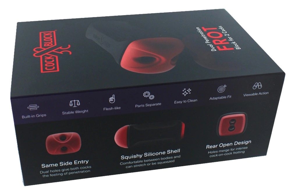 CockBlock FROT Massager podwójna maszyna intymna, silikon/TPE, dwa wejścia, 20 cm