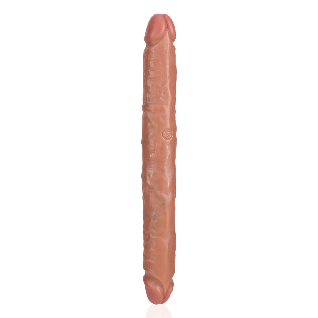 RealRock Podwójny model intymny dwustronny 35,6 cm – beżowy, elastyczna konstrukcja