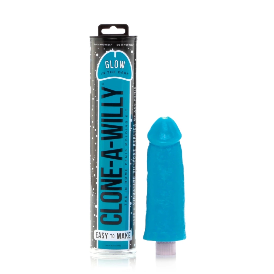 Clone-A-Willy Kit Glow-in-the-Dark Blue – zestaw odlewniczy świecący, niebieski, z wibracją