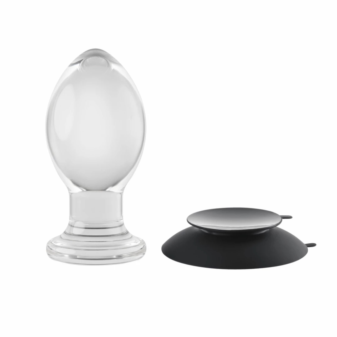 Evolved Crystal Ball Plug – korek anatomiczny z podwójną silikonową przyssawką, transparentny
