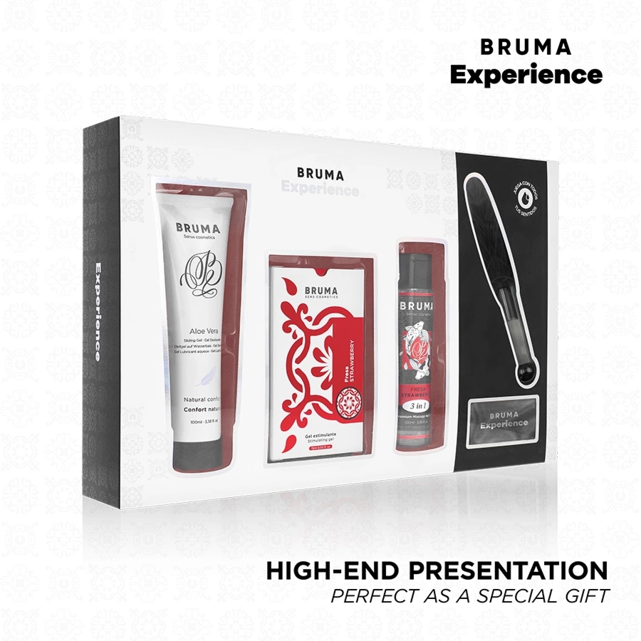 BRUMA Xperience Zestaw Truskawkowy – żel Ultra Slip, naturalny lubrykant i akcesoria relaksacyjne