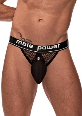 Male Power Cock Pit Net LXL bielizna męska z kieszenią i otwartym tyłem, satynowy pas