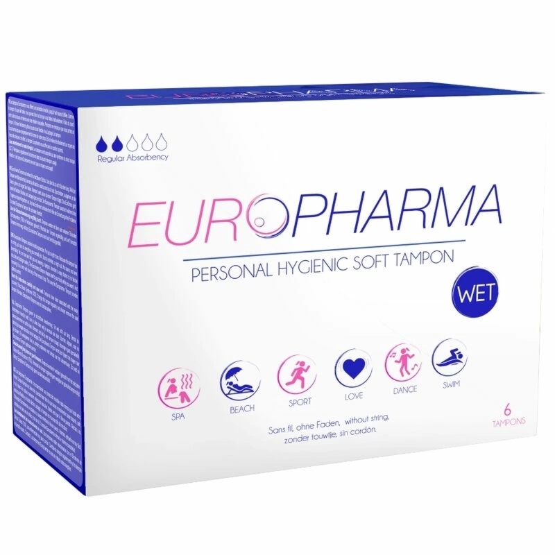 Europharma Action piankowe tampony dyskretne bez sznurka 6 szt. – anatomiczny model