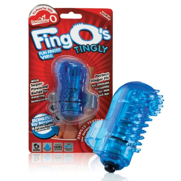 SexShop - Wibrator na palec - The Screaming O The FingO Nubby  niebieski - online