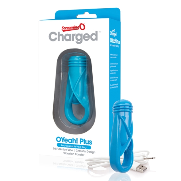 Sexshop - The Screaming O Charged Oyeah Plus Ring Niebieski - Pierścień wibrujący na penisa - online