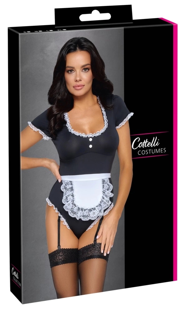 Cottelli Costumes Stroj Kelnerki Body z Fartuszkiem S czarny-biały z koronką