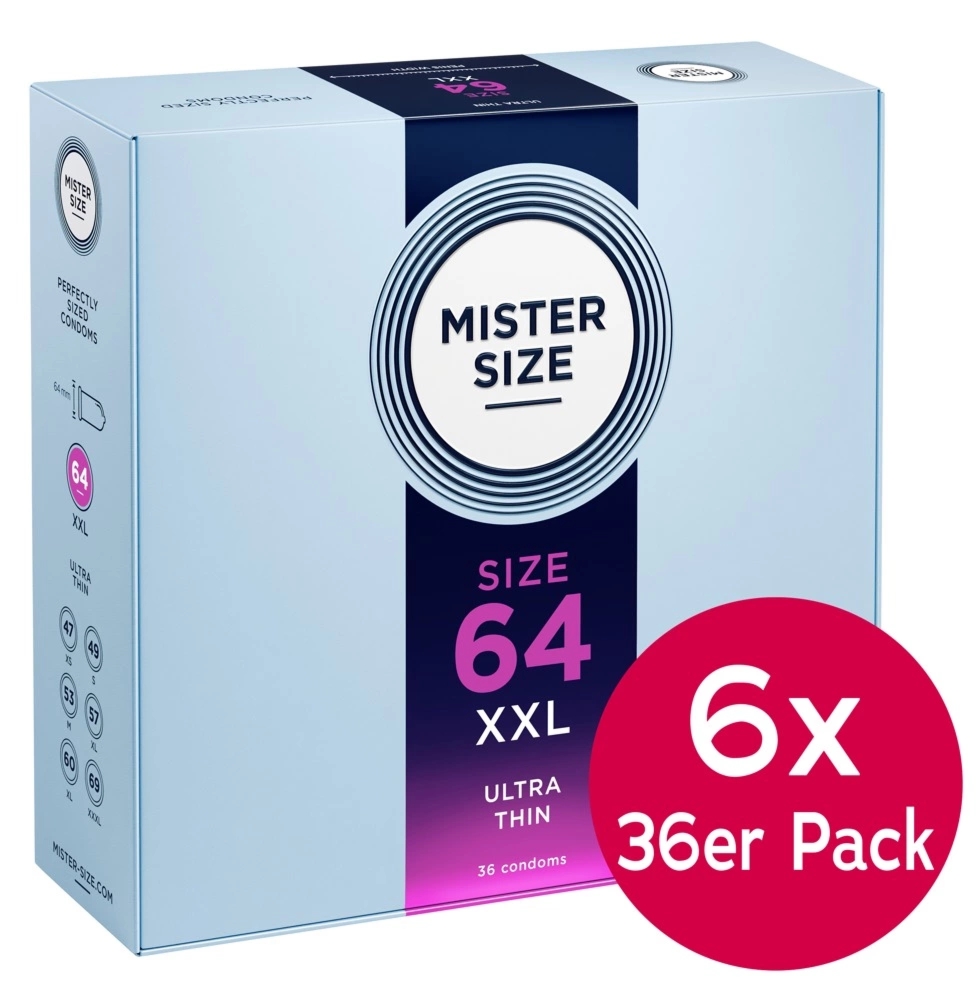 Mister Size 64mm ultracienkie prezerwatywy 36 sztuk, szerokość 64 mm