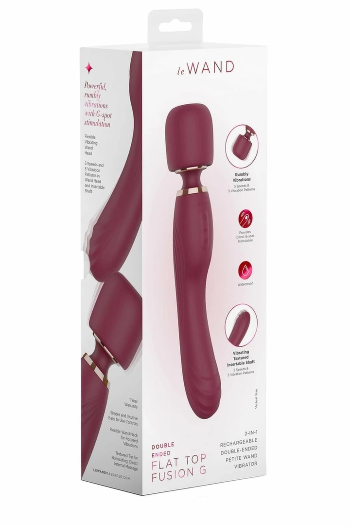 Le Wand Flat Top Fusion G 2w1 - podwójny masażer wibracyjny, silikon, wodoodporny