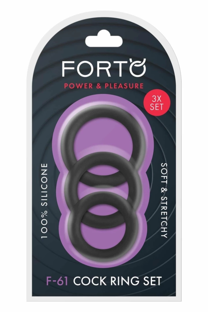 FORTO F-61 Zestaw 3 anatomicznych pierścieni silikonowych czarny, elastyczny premium