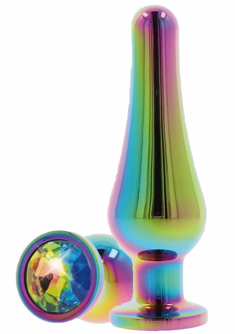 TOYJOY Twilight Bum Bijou Large – aluminiowy model intymny z kryształem rainbow, 8,5 cm