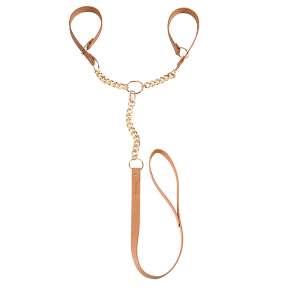 Sexshop - Maze T-Restraints Brązowy - Kajdanki ze smyczą Bijoux Indiscrets - online