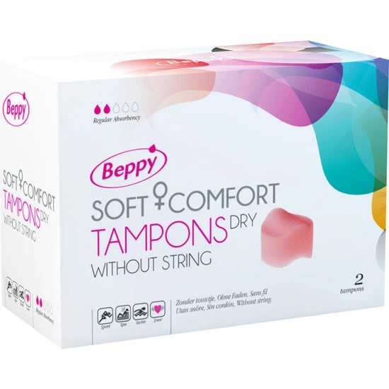 Beppy Comfort Soft tampony higieniczne bez sznurka, suche 2 szt. – anatomiczny kształt