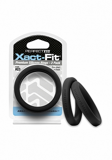 Zestaw Pierścieni na penisa Xact-Fit Cockring 2-pak w rozmiarze # 23 - czarny CR-86B - #23 Xact-Fit Cockring 2-Pack - Black