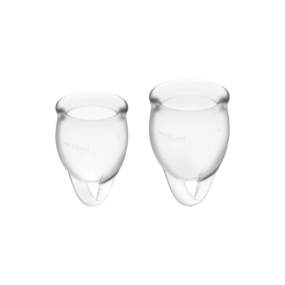 Satisfyer Feel Confident – zestaw kubeczków menstruacyjnych 15 ml i 20 ml, silikon medyczny