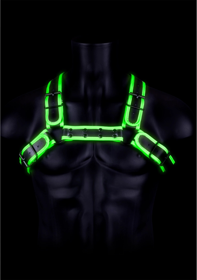 Ouch! Glow in the Dark szelki z klamrą L/XL, fluorescencyjne, regulowane paski