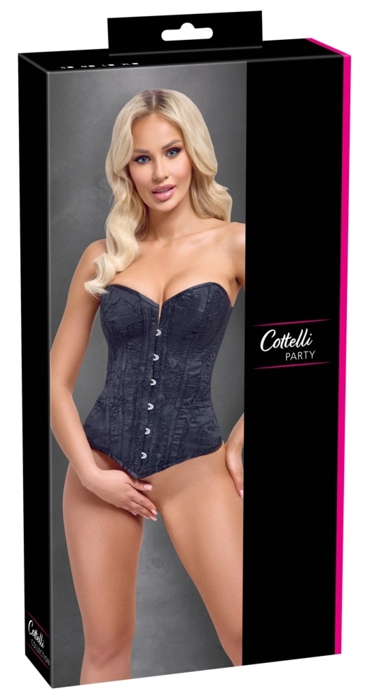 Cottelli PARTY Gorset Sznurowany Bez Ramiączek Czarny XL, matowy z usztywnieniem